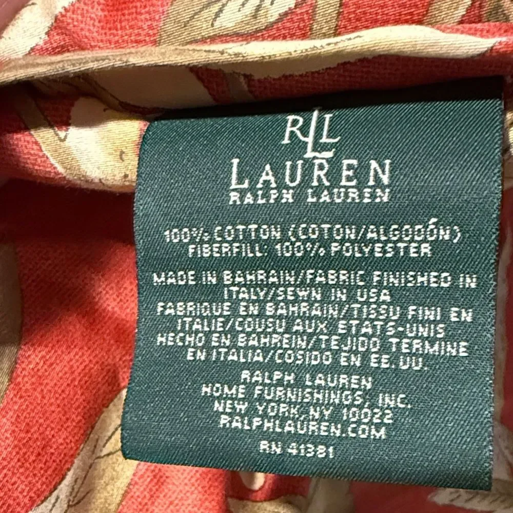 Ralph Lauren Villa Camelia Floral Brunt Rust/Red Gold/ Cream Queen Sz 93.5 X97.5